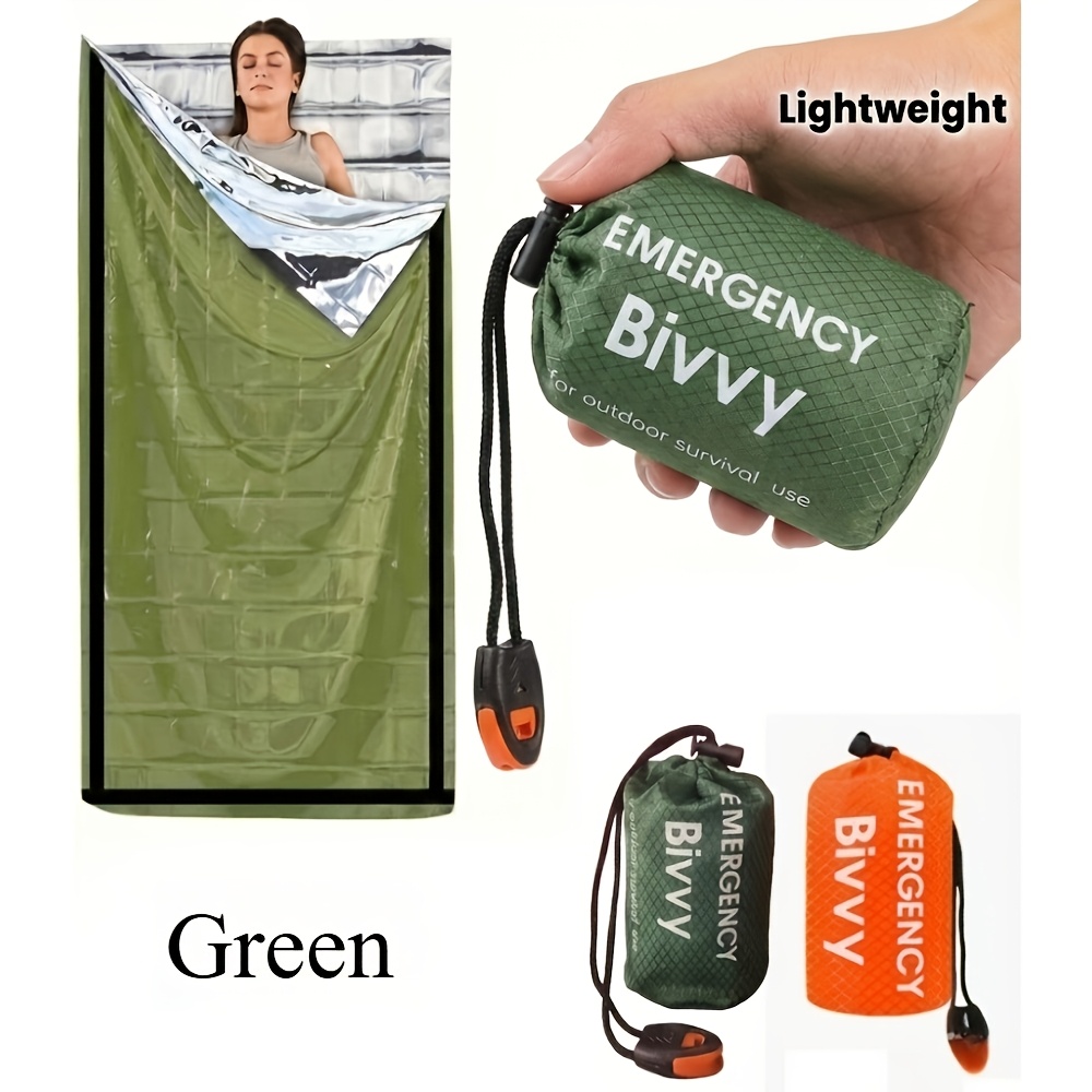 Bivy Bag Emergency - 3Pcs 비상용 침낭 키트(드로스트링 휘슬 포함)