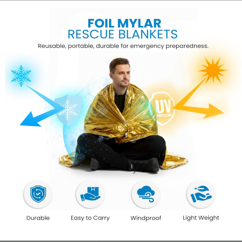 10팩 골드 반사형 비상용 마일라 열 담요 62×82인 - Survival Blanket Reflective 리뷰 및 가격